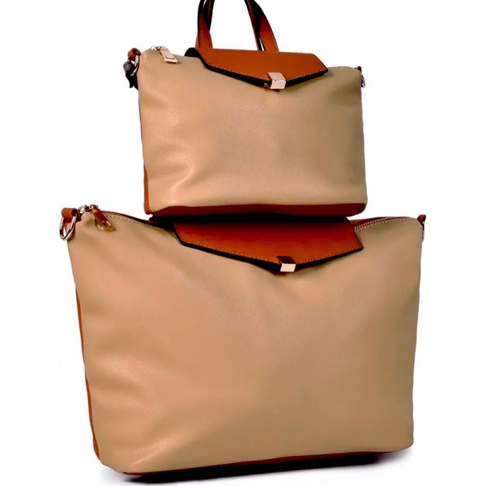 Women’s Hobo Crossbody Handbag & Large Travel Tote In Camel Urban Duo Set Of 2
